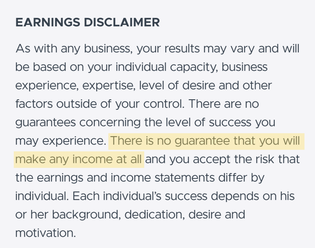 Real disclaimer pulled from a competing Indian dropshipping course, brand redacted (1 of 4)