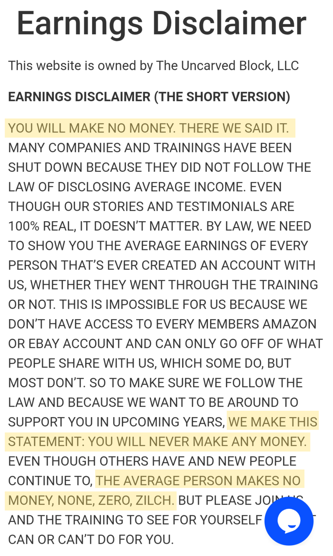 Real disclaimer pulled from a competing Indian dropshipping course, brand redacted (2 of 4)